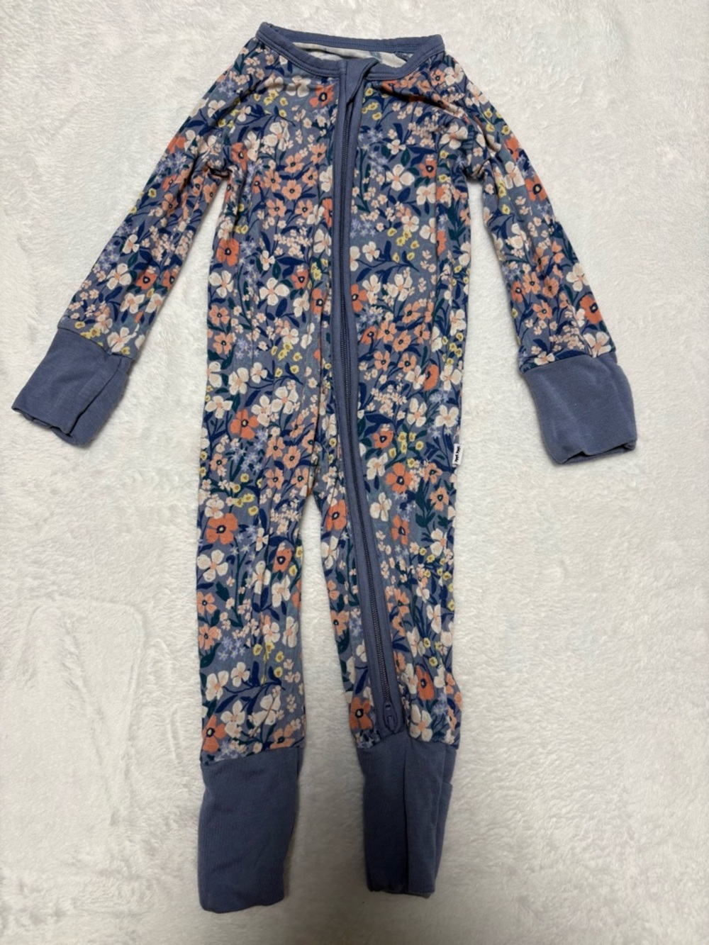 Little Sleepies Petite Petals Zippy 0-3 Months Floral Bamboo VGUC